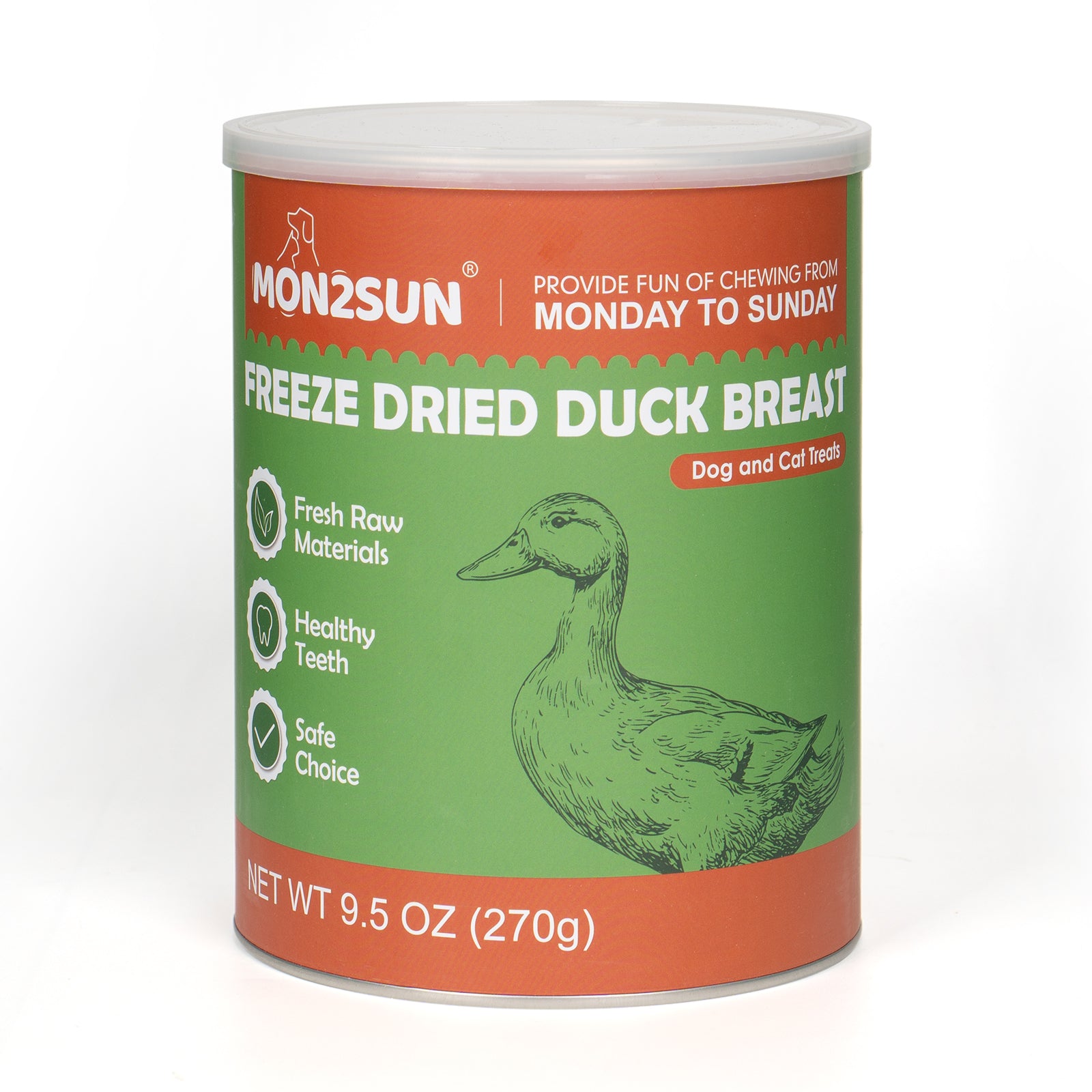 MON2SUN Freeze Dried Duck Cat and Dog Treats, Single Ingredient Natural and Healthy Dog Snacks, High Protein Training Treats & Food Topper - MON2SUN