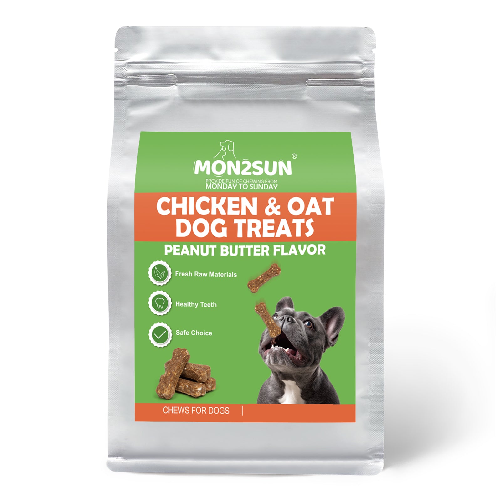 MON2SUN Dog Treats 2 Inch Chicken & Oat Dog Treats with Peanut Butter, Crunchy Biscuits for Small Dogs, Training Rewards - MON2SUN