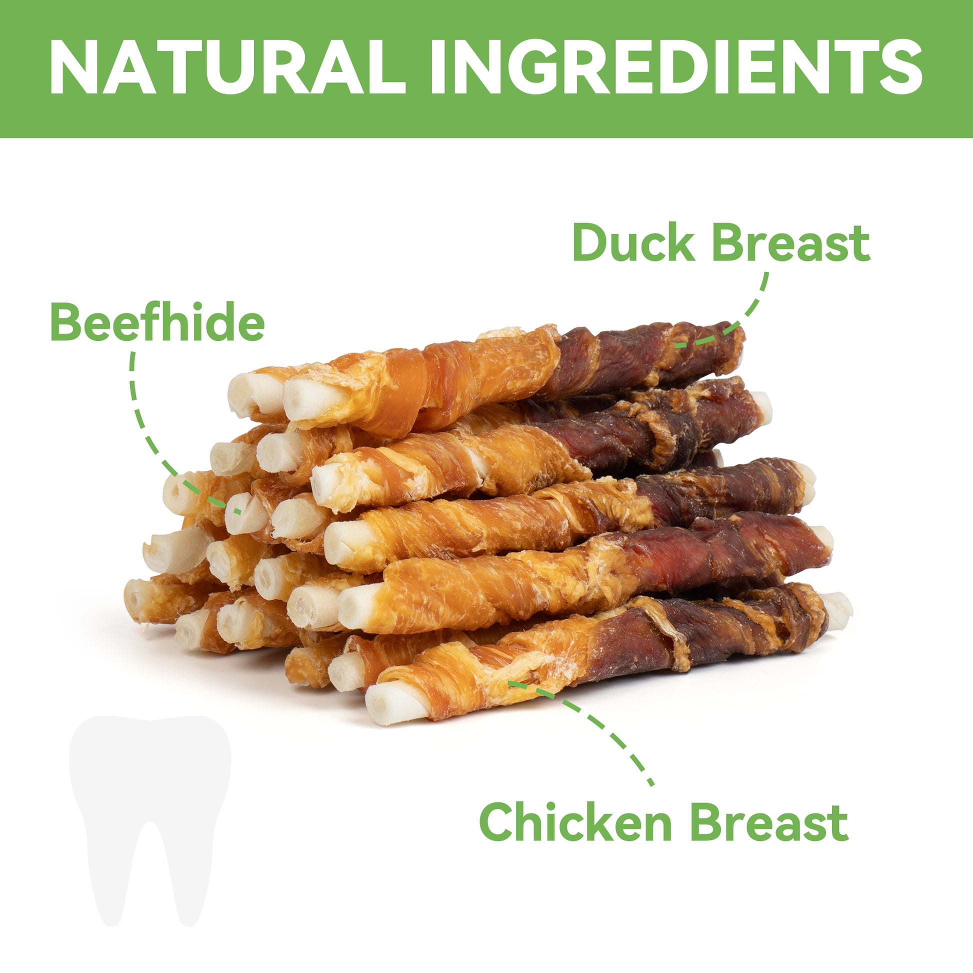 MON2SUN Dog Treats 5 Inch Double Flavor Chicken & Duck Wrapped Rawhide Sticks, Teeth Cleaning for Small Dogs - MON2SUN