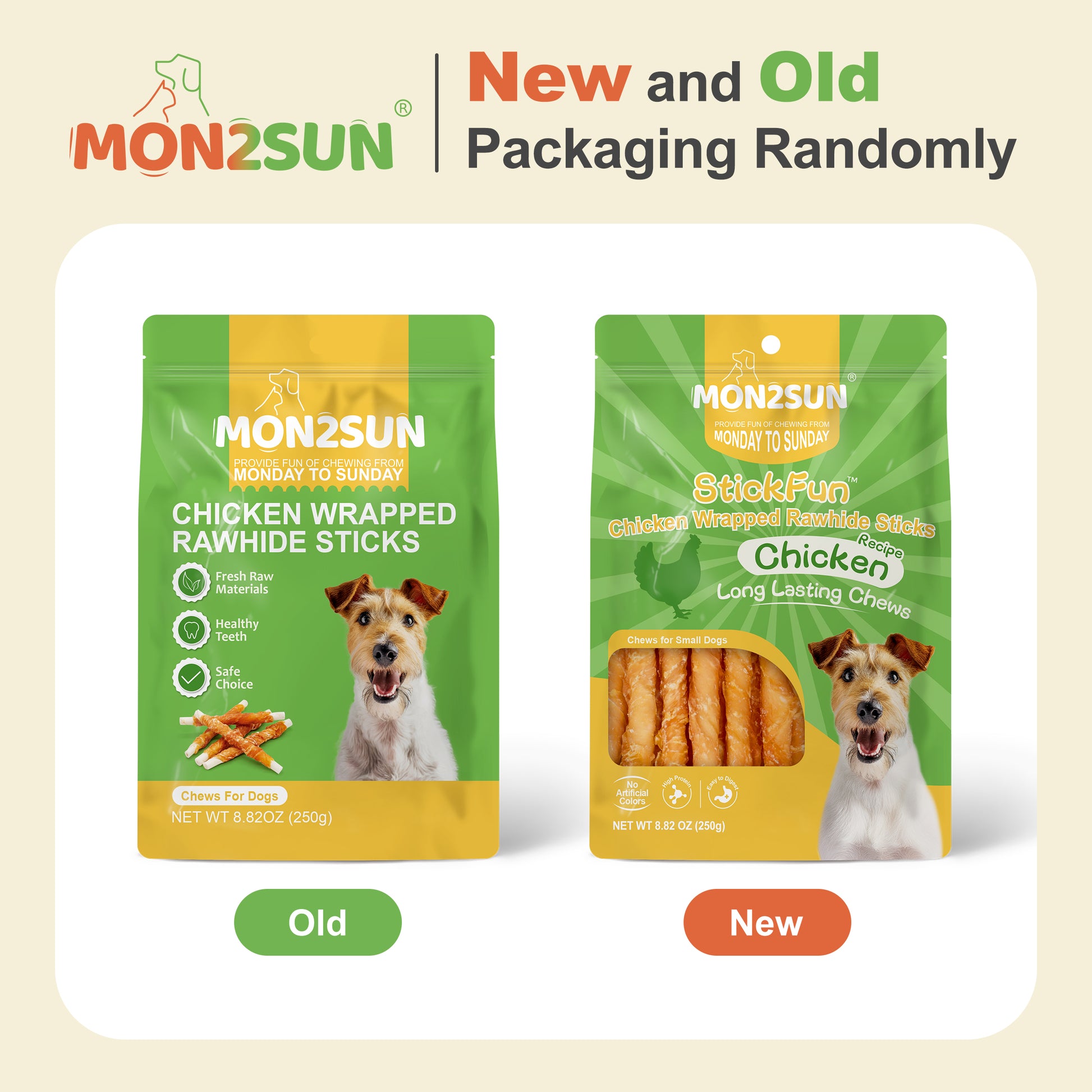 Dog Treats, Rawhide Twist Chicken Hide Sticks, Suitable for Puppy and Small Dogs, 5 Inch - MON2SUN