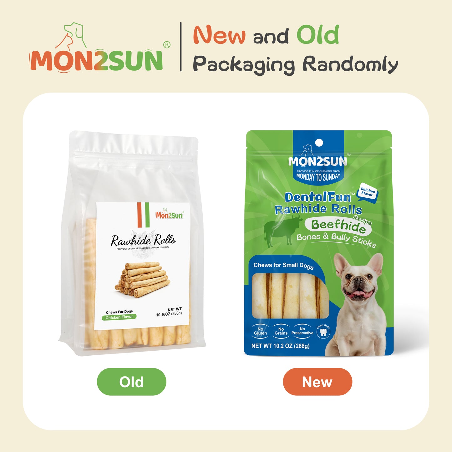 Dog Rawhide Rolls Twist Sticks 6.5 Inch Chew Treats Chicken Flavor 60 Count for Puppy and Small Dogs - MON2SUN