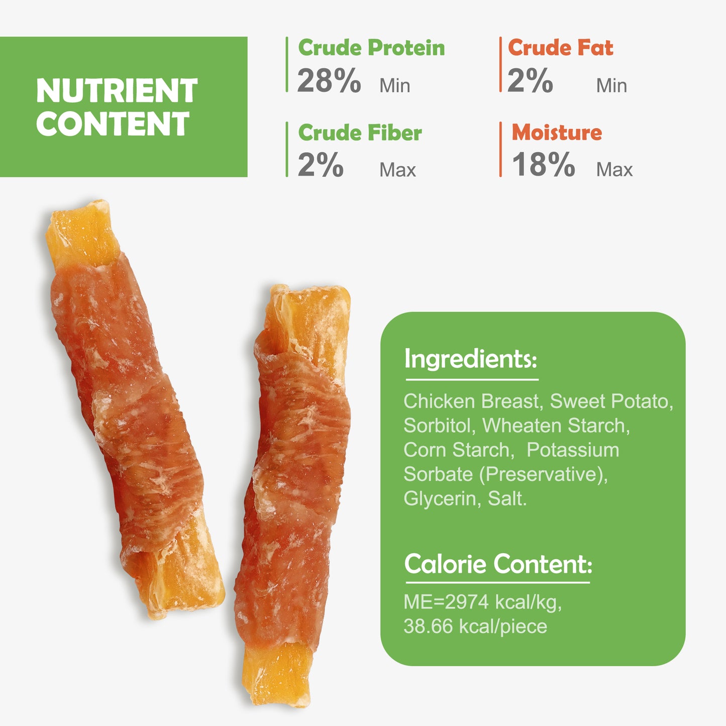 MON2SUN Chicken Wrapped Sweet Potato Rawhide Free Small Dog Treats, 13 oz - MON2SUN