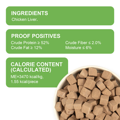 MON2SUN Freeze Dried Chicken liver Cat and Dog Treats, Single Ingredient Natural and Healthy Dog Snacks, High Protein Training Treats & Food Topper - MON2SUN