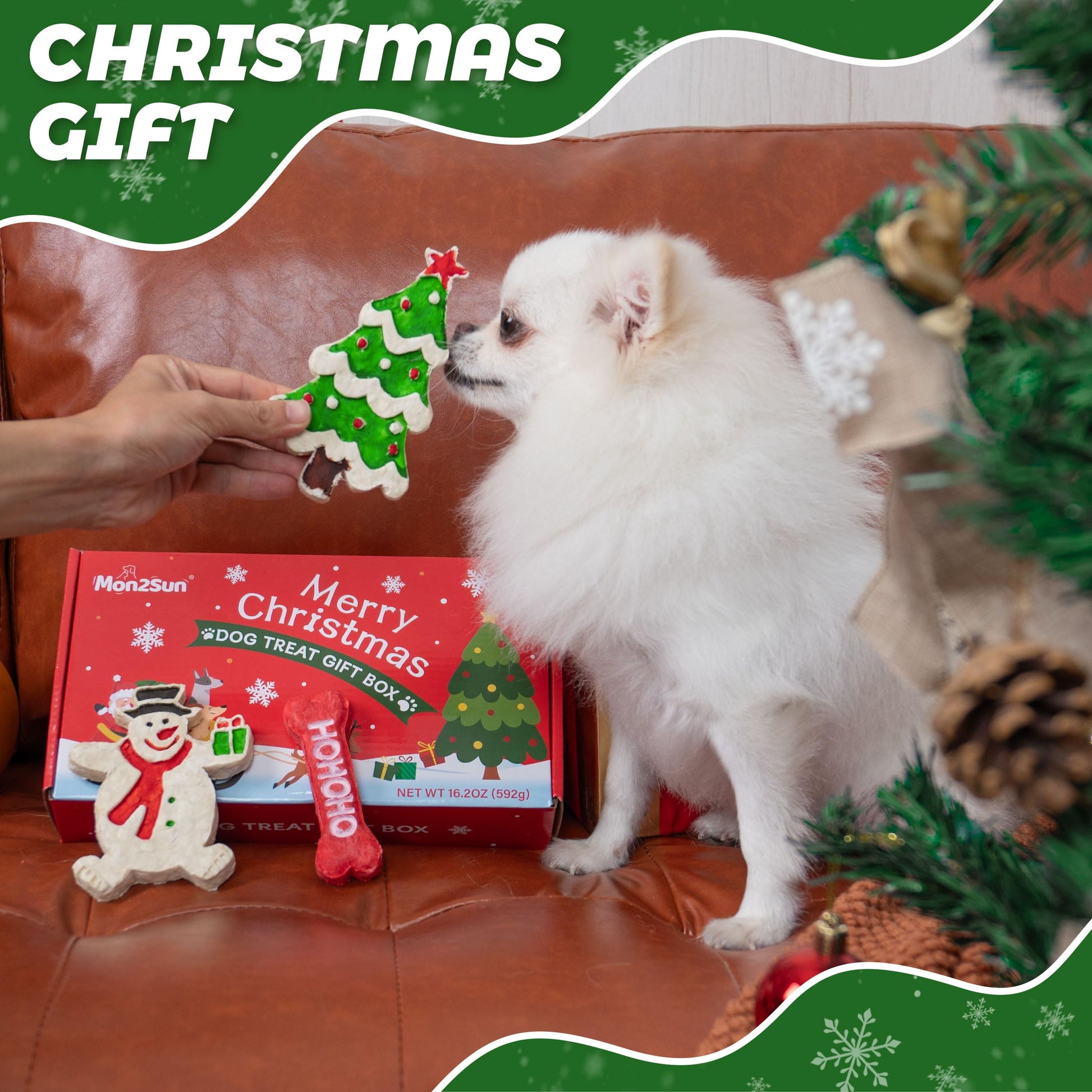 MON2SUN Christmas Dog Treats, Christmas Box Treats, Rawhide and Rawhide Free Chews for Small and Medium Dogs, 34 Count (Pack of 1) - MON2SUN