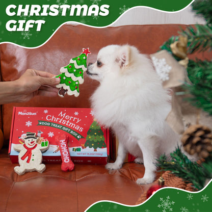 MON2SUN Christmas Dog Treats, Christmas Box Treats, Rawhide and Rawhide Free Chews for Small and Medium Dogs, 34 Count (Pack of 1) - MON2SUN