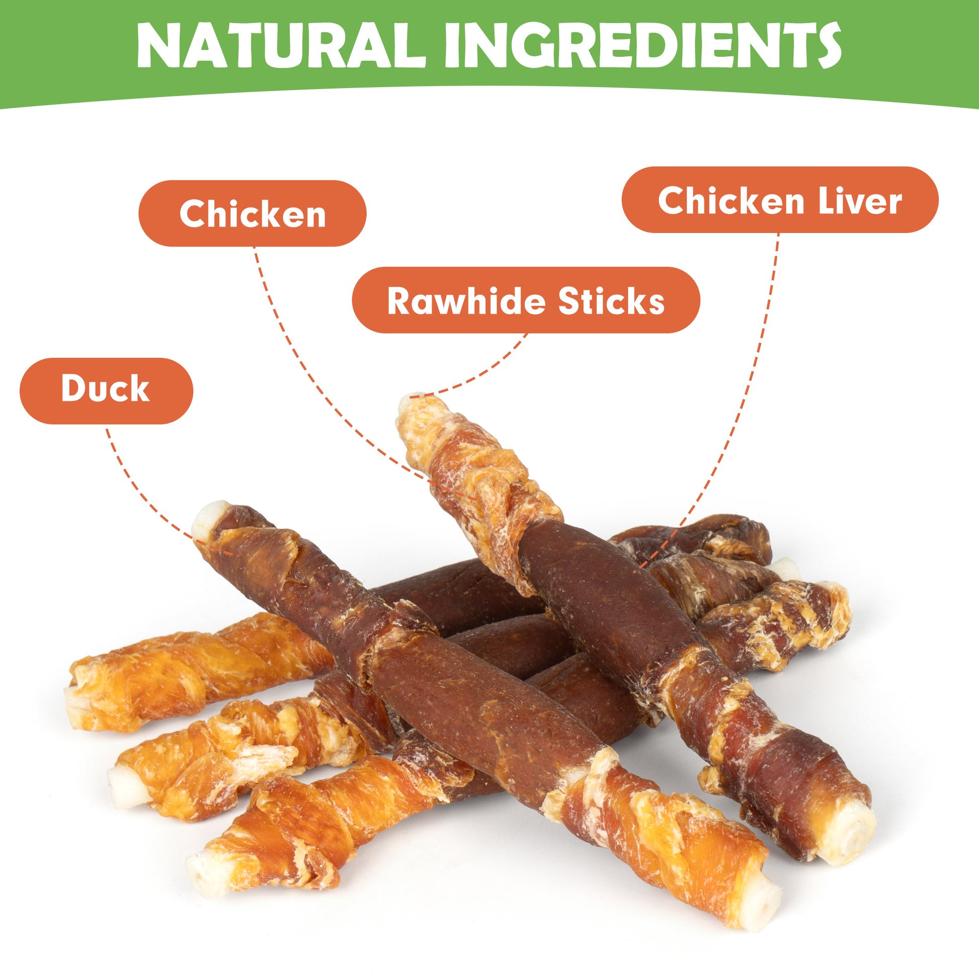 MON2SUN Chicken Liver Duck & Chicken Wrapped Rawhide Small Dog Treats, 13 oz (18 Count) - MON2SUN
