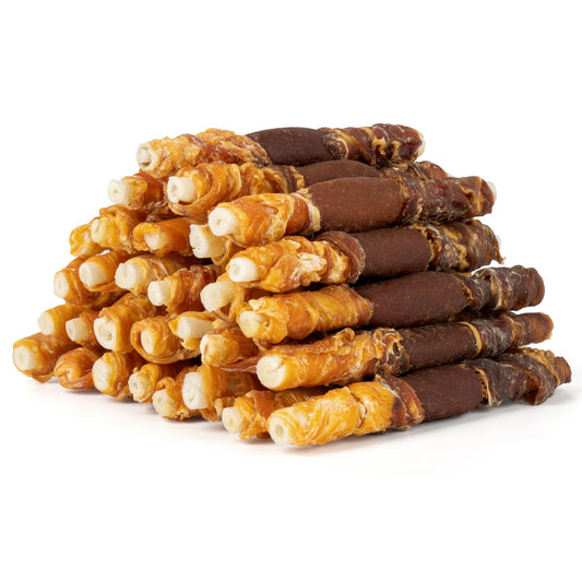MON2SUN Chicken Liver Duck & Chicken Wrapped Rawhide Small Dog Treats, 13 oz (18 Count) - MON2SUN