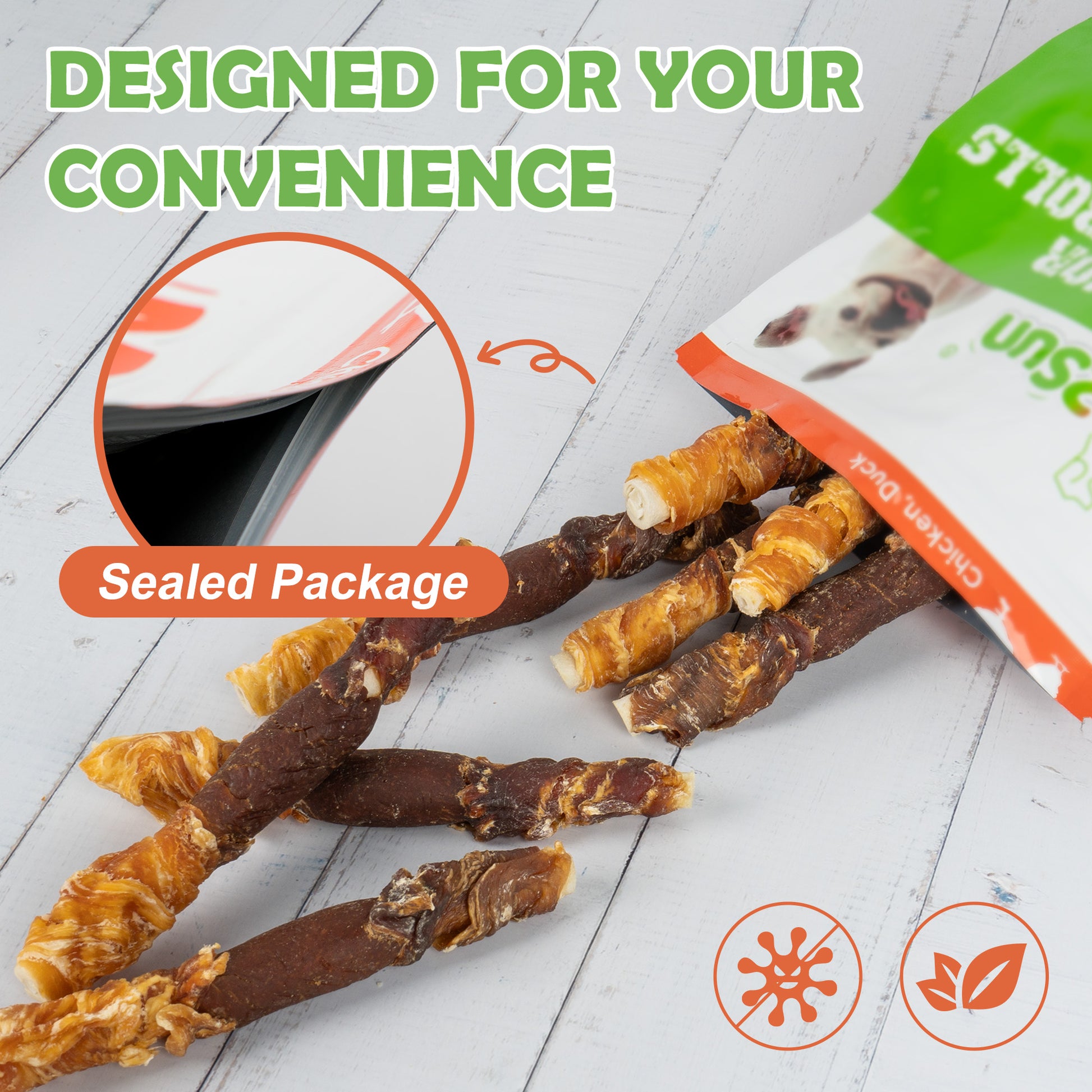MON2SUN Chicken Liver Duck & Chicken Wrapped Rawhide Small Dog Treats, 13 oz (18 Count) - MON2SUN