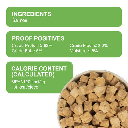 MON2SUN Freeze Dried Salmon Cat and Dog Treats, Single Ingredient Natural and Healthy Dog Snacks, High Protein Training Treats & Food Topper - MON2SUN