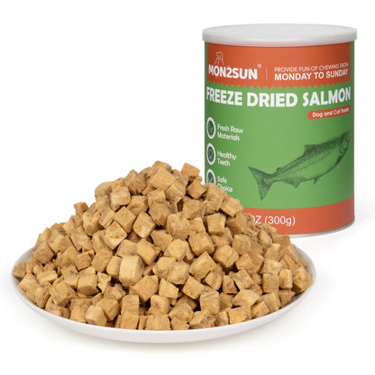 MON2SUN Freeze Dried Salmon Cat and Dog Treats, Single Ingredient Natural and Healthy Dog Snacks, High Protein Training Treats & Food Topper - MON2SUN