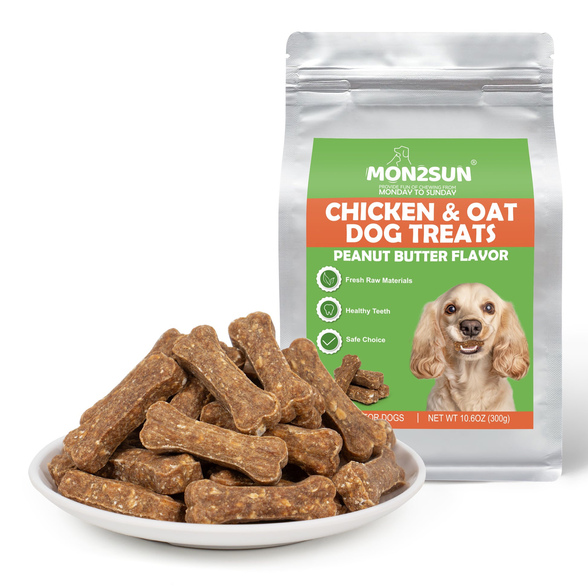MON2SUN Dog Treats 2 Inch Chicken & Oat Dog Treats with Peanut Butter, Crunchy Biscuits for Small Dogs, Training Rewards - MON2SUN