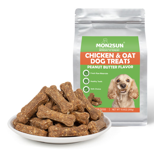 MON2SUN Dog Treats 2 Inch Chicken & Oat Dog Treats with Peanut Butter, Crunchy Biscuits for Small Dogs, Training Rewards - MON2SUN