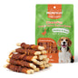Double Flavor Dog Treats, 4 Inch Chicken and Duck Wrapped Calcium Bones, Rawhide Free Chews for Small Dogs, Teeth Cleaning Bones - MON2SUN