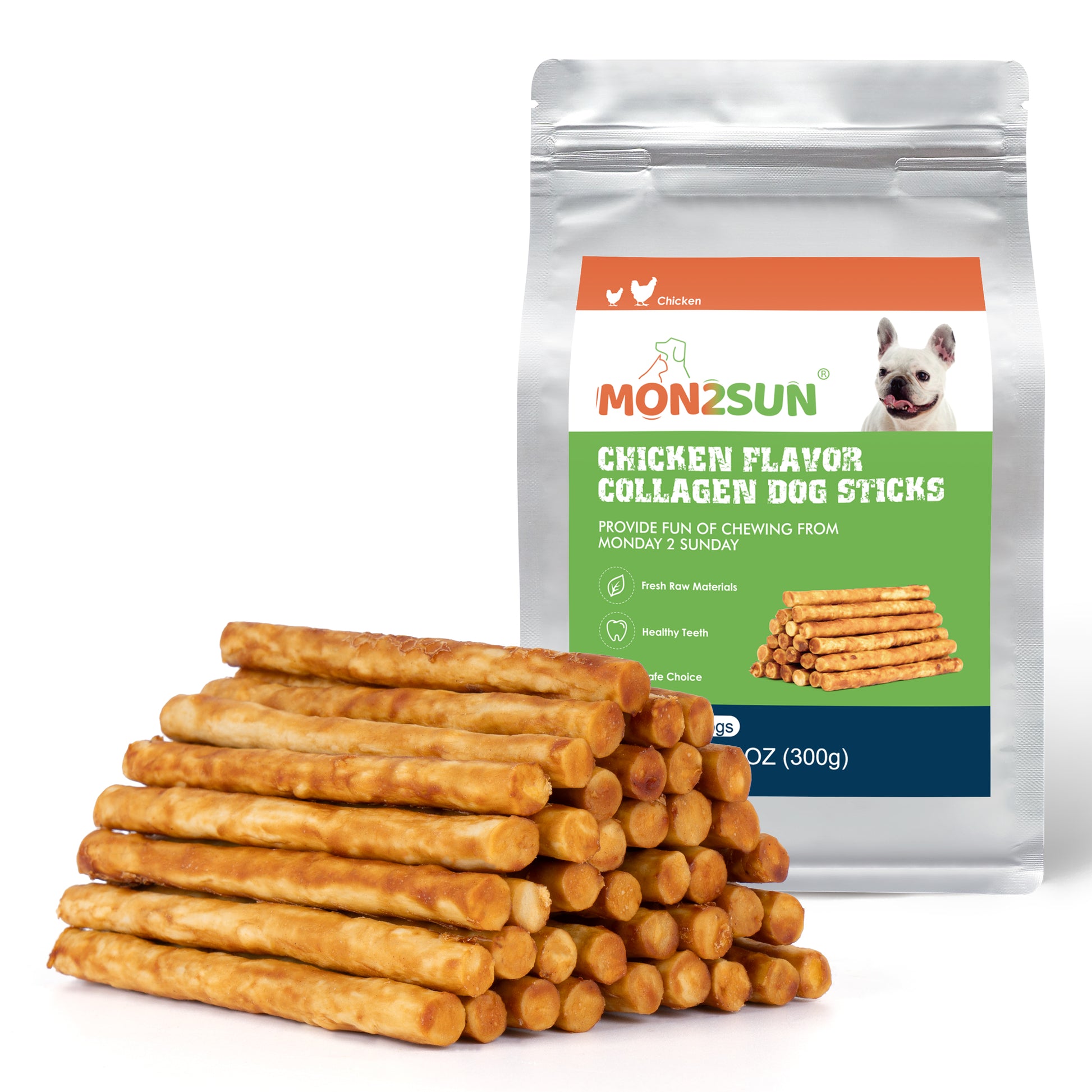Chicken Collagen Sticks for Dogs, 5 Inch Teeth Cleaning Collagen Chews for Small Dogs (Chicken Flavored), Healthy Snacks - MON2SUN