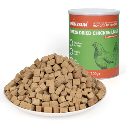 MON2SUN Freeze Dried Chicken liver Cat and Dog Treats, Single Ingredient Natural and Healthy Dog Snacks, High Protein Training Treats & Food Topper - MON2SUN