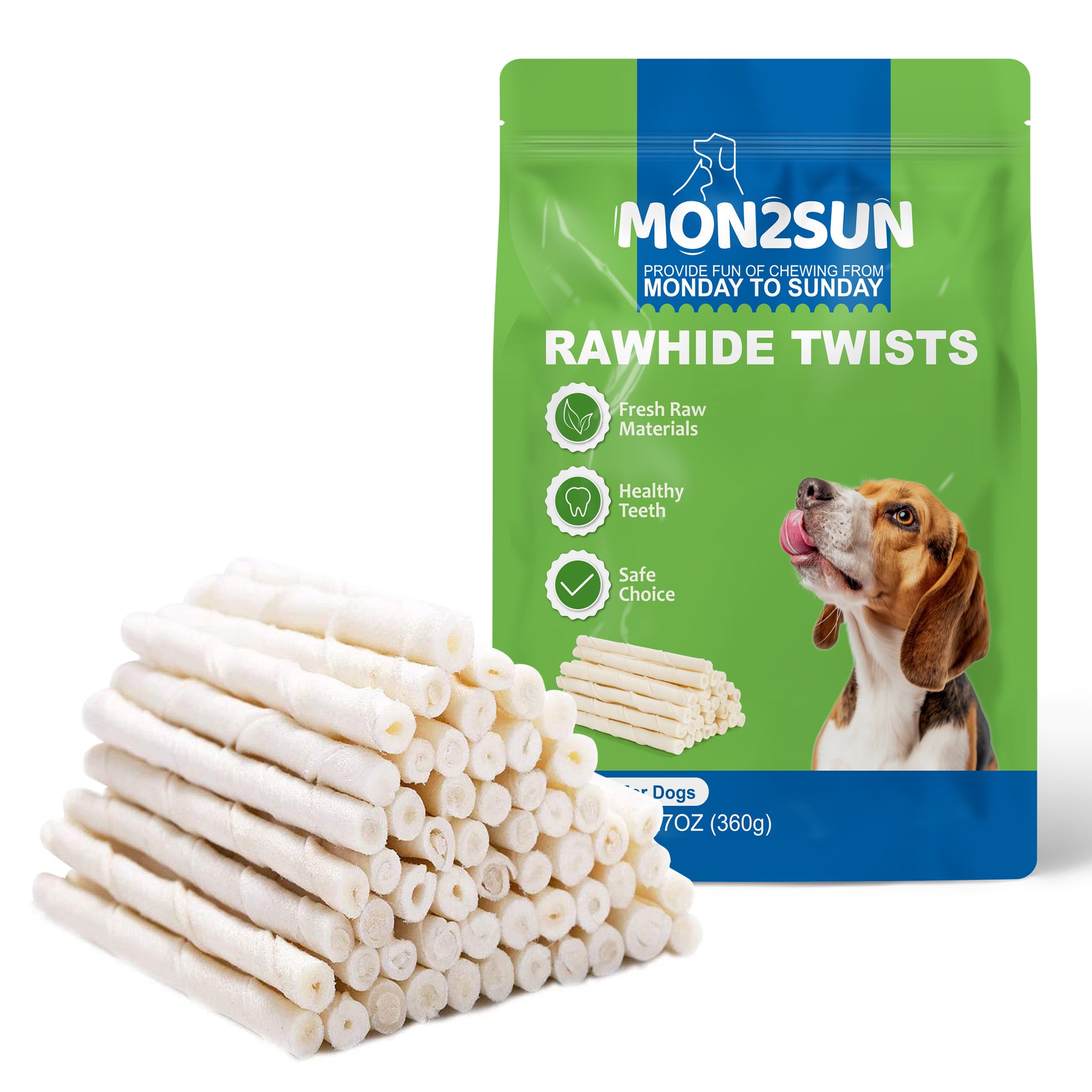 Dog Rawhide Twist Sticks Natural 5 Inch Thin Sticks Rawhide Chews Treats for Puppy and Small Dogs - MON2SUN