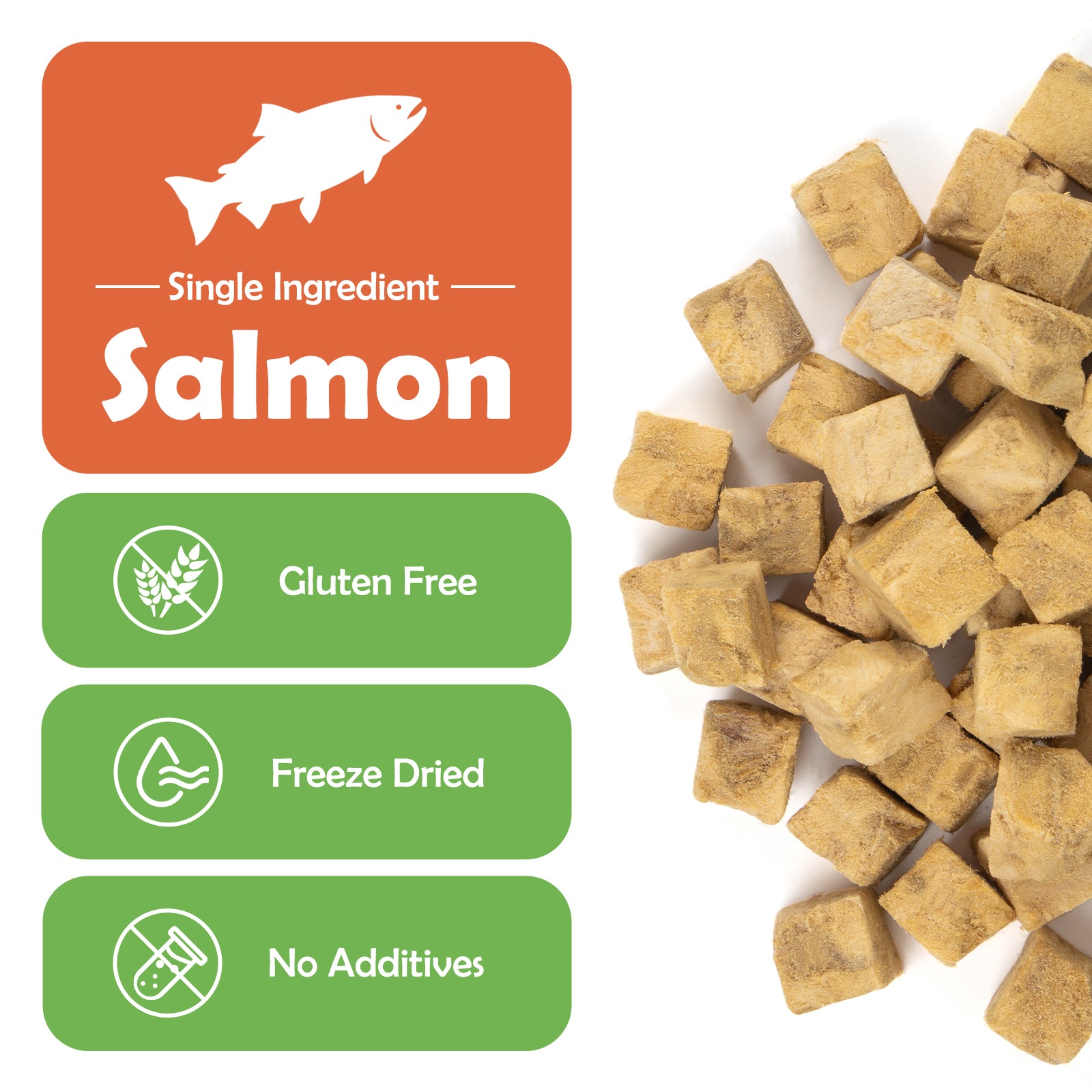 MON2SUN Freeze Dried Salmon Cat and Dog Treats, Single Ingredient Natural and Healthy Dog Snacks, High Protein Training Treats & Food Topper - MON2SUN