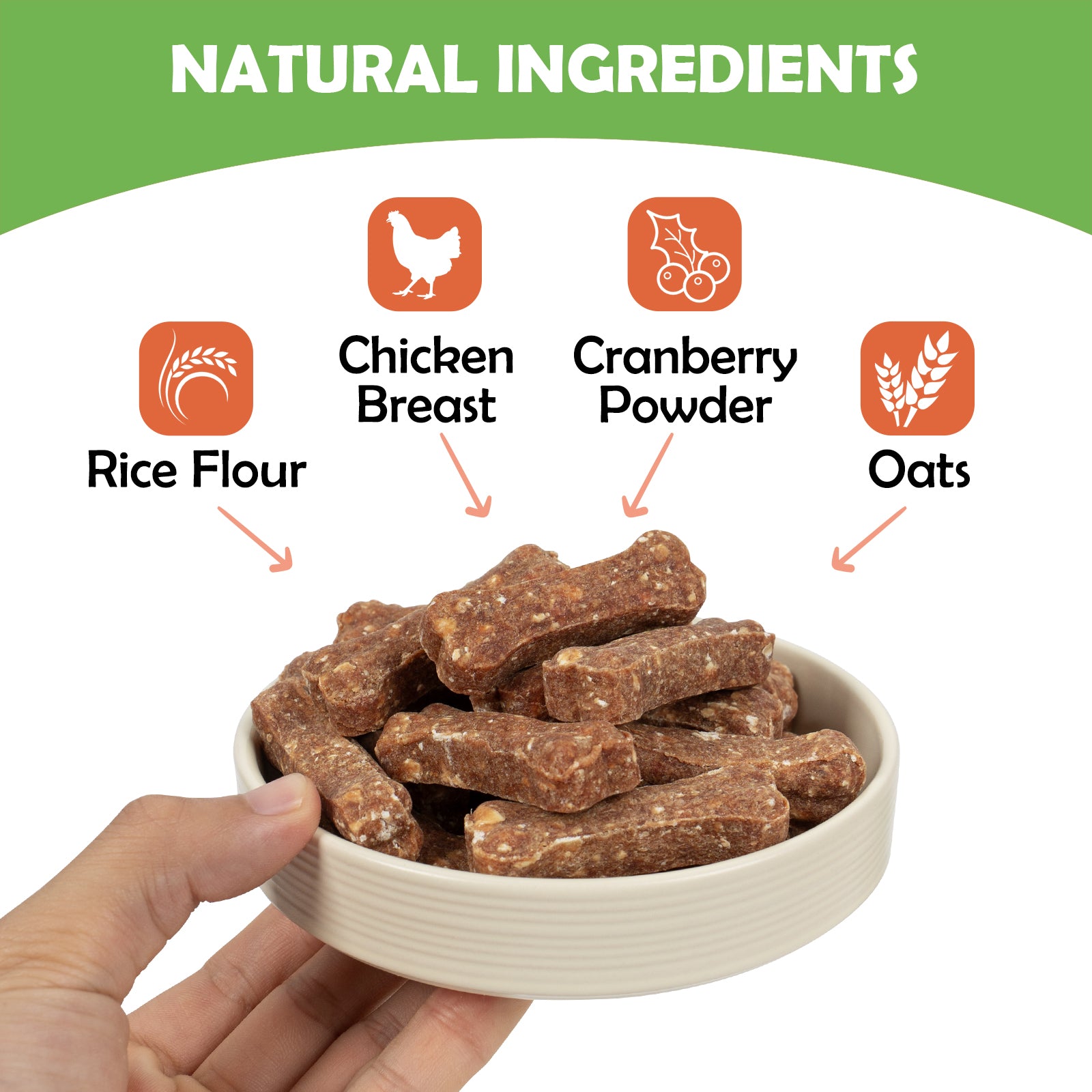 MON2SUN Dog Treats 2 Inch Chicken & Oat Dog Treats with Cranberry Powder, Crunchy Biscuits for Small Dogs, Training Rewards - MON2SUN