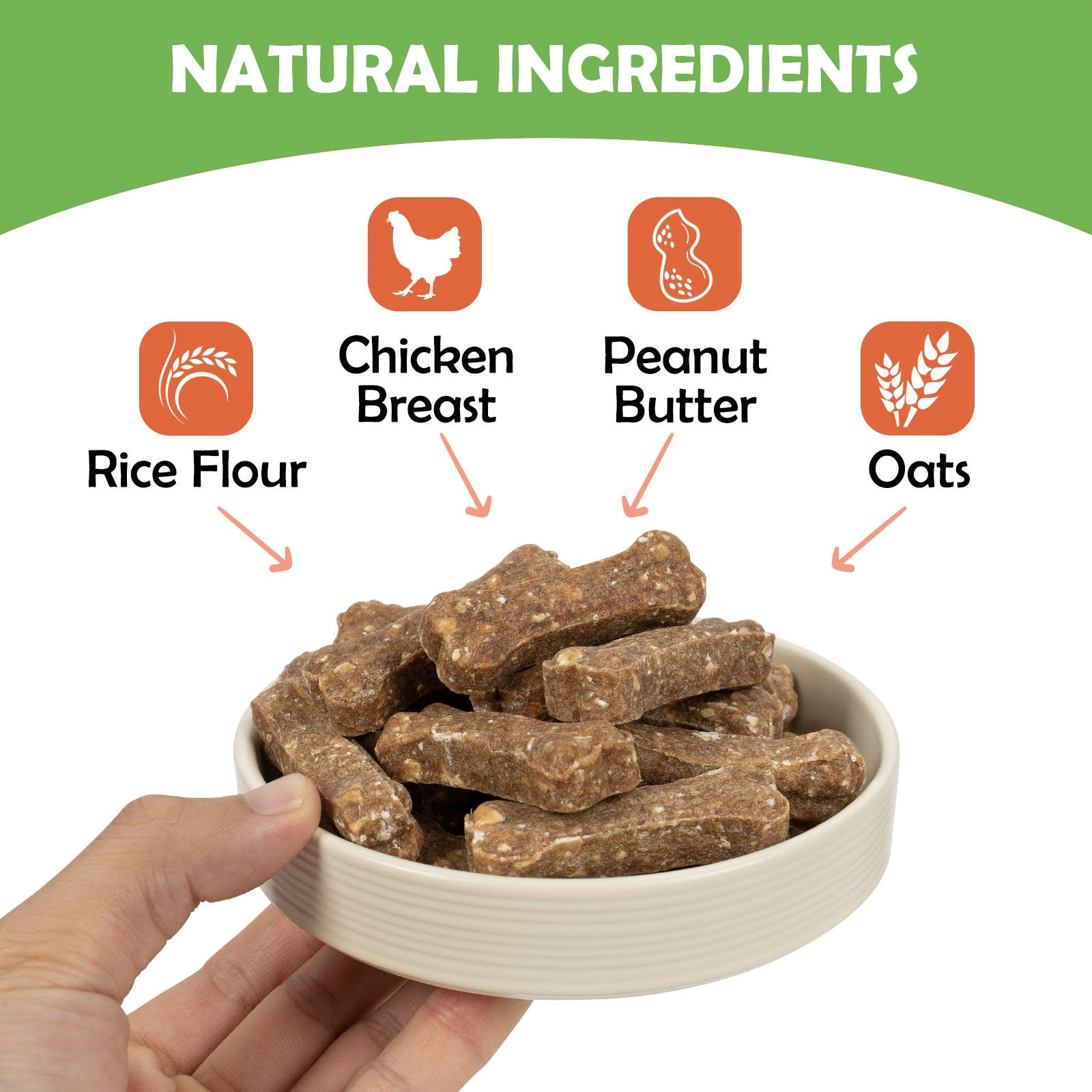 MON2SUN Dog Treats 2 Inch Chicken & Oat Dog Treats with Peanut Butter, Crunchy Biscuits for Small Dogs, Training Rewards - MON2SUN