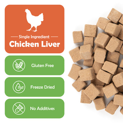 MON2SUN Freeze Dried Chicken liver Cat and Dog Treats, Single Ingredient Natural and Healthy Dog Snacks, High Protein Training Treats & Food Topper - MON2SUN
