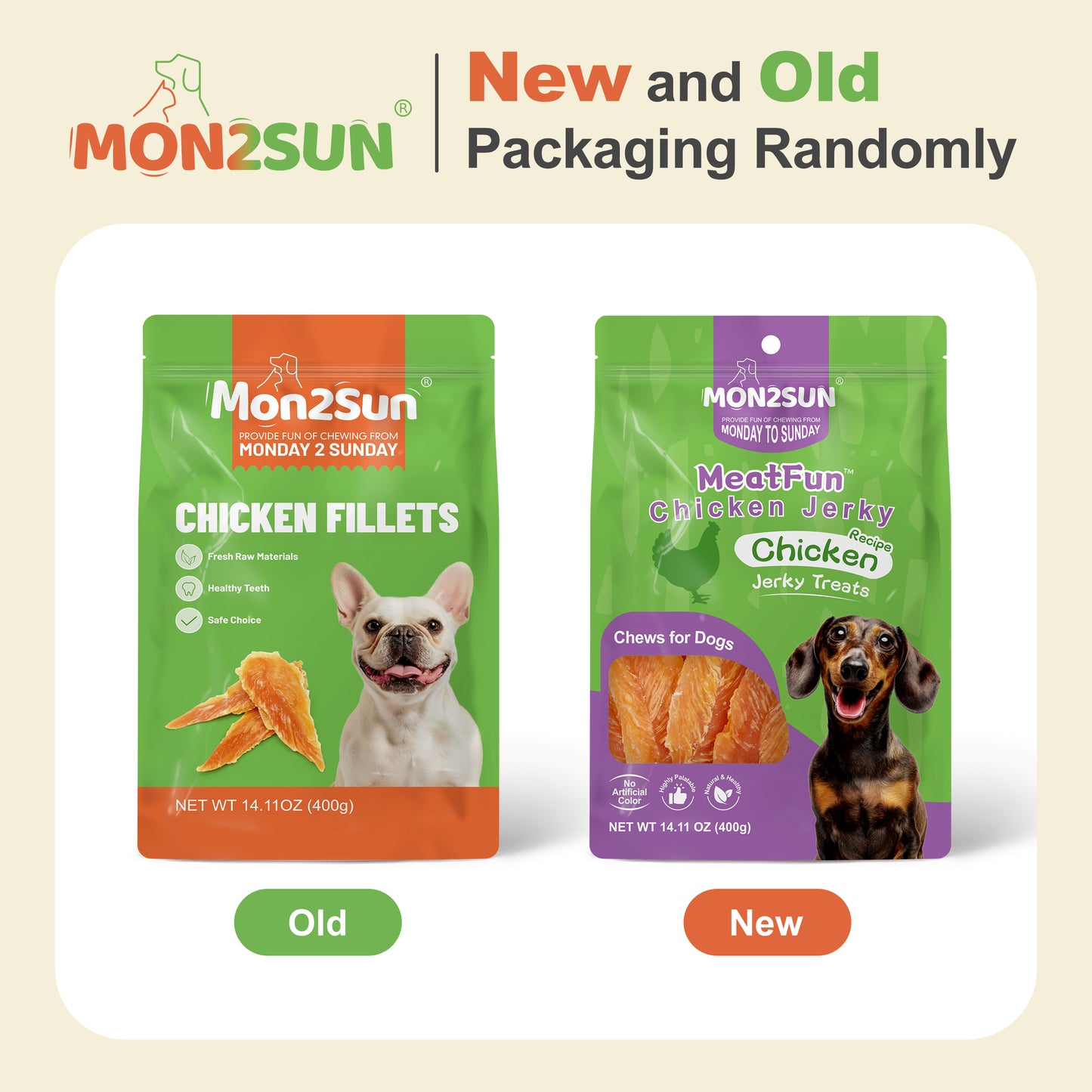 Chicken Jerky Dog Treats Made with Chicken Breast, High Protein & Grain Free, Training Treats for Small to Large Dogs - MON2SUN