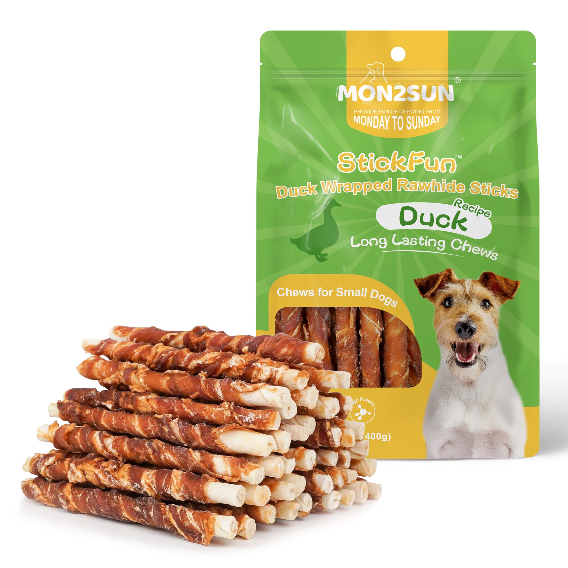 5 Inch Duck Wrapped Rawhide Dog Treats for Puppy and Small Dogs, Promotes Dental Health, Healthy Snacks - MON2SUN