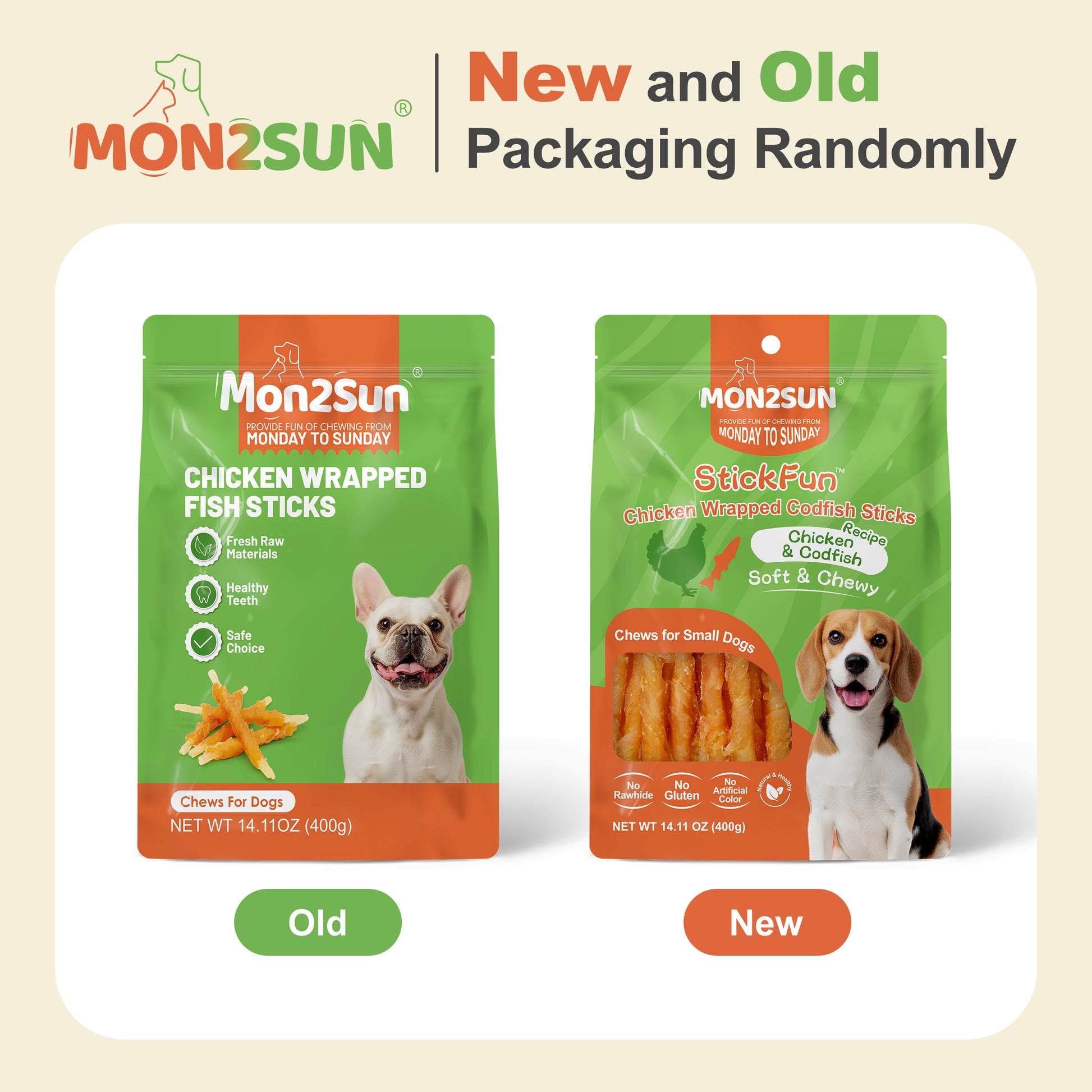 Rawhide Free Dog Treats Chicken Wrapped Cod Sticks for Small Dogs Healthy Training Treats Soft Snacks - MON2SUN