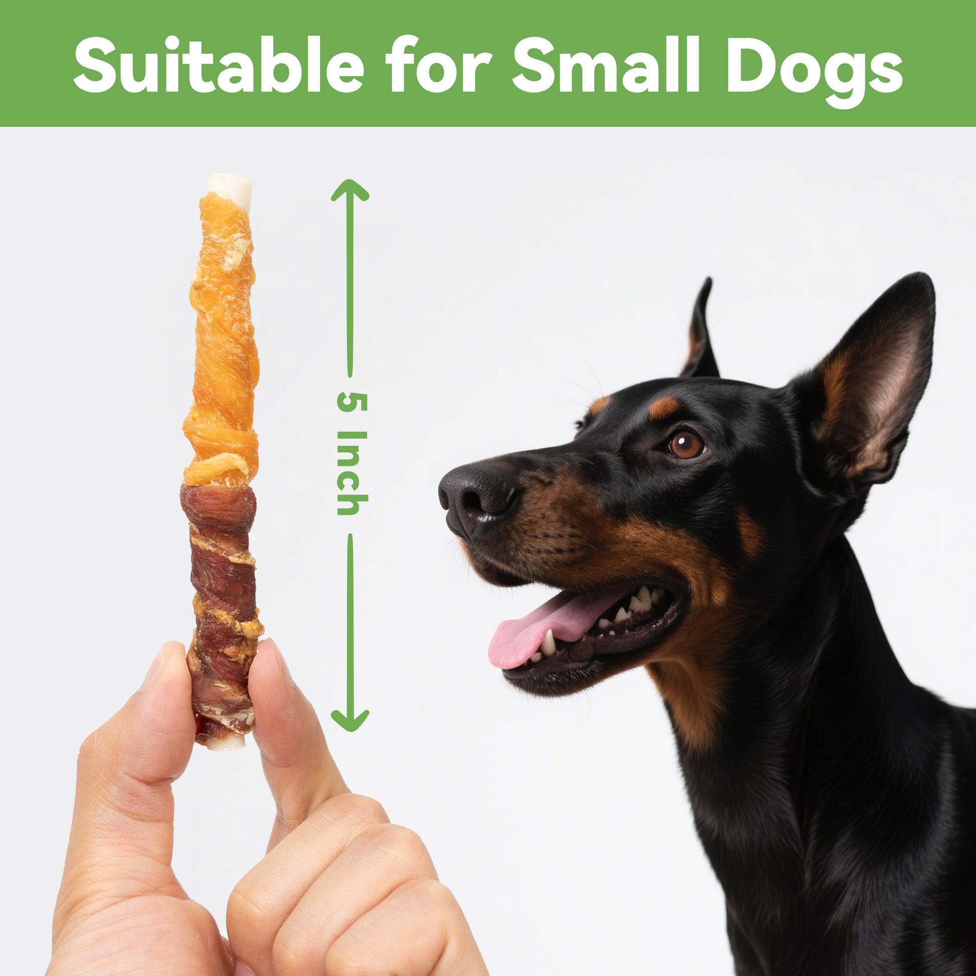 MON2SUN Dog Treats 5 Inch Double Flavor Chicken & Duck Wrapped Rawhide Sticks, Teeth Cleaning for Small Dogs - MON2SUN