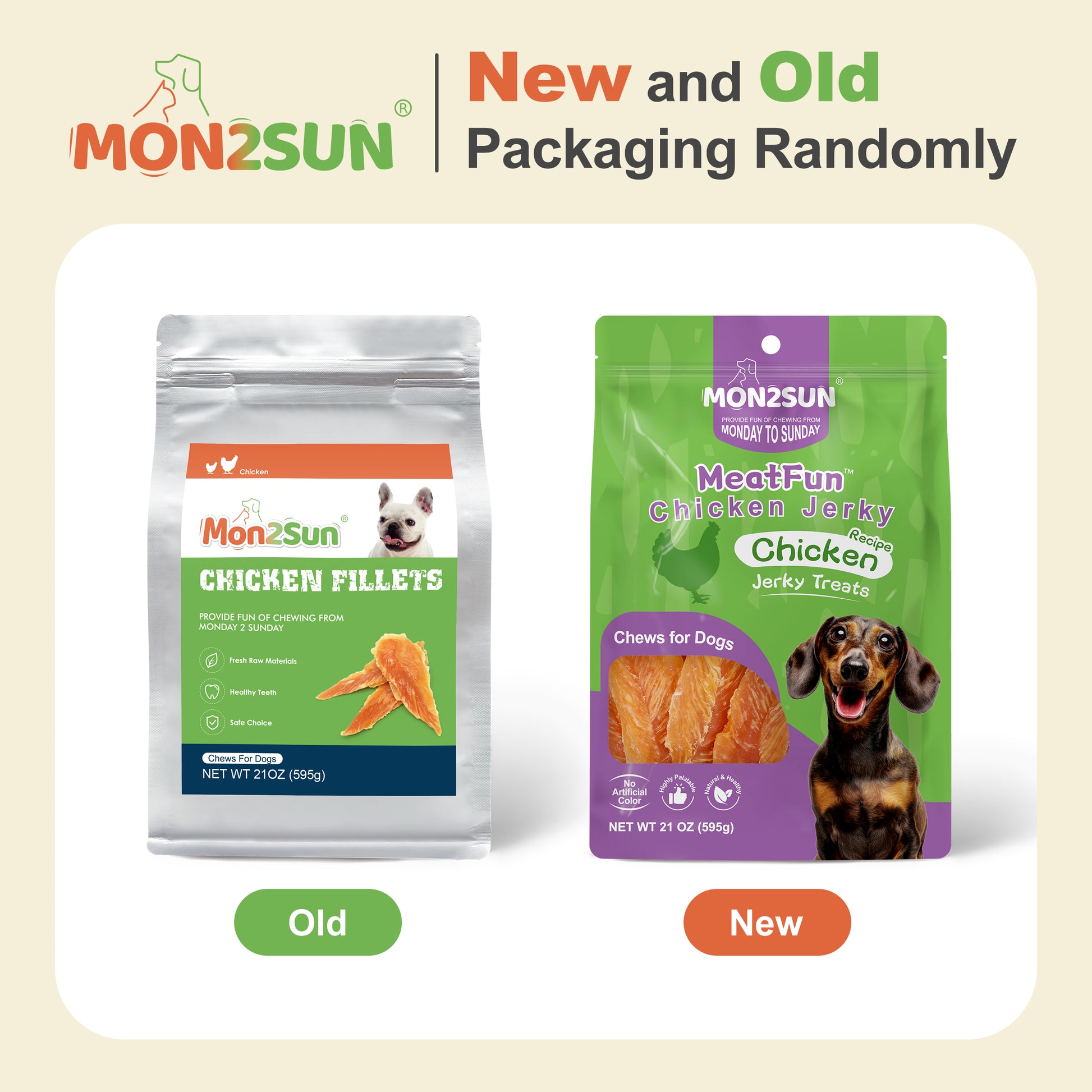 Chicken Jerky Dog Treats Made with Chicken Breast, High Protein & Grain Free, Training Treats for Small to Large Dogs - MON2SUN