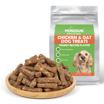 MON2SUN Dog Treats 2 Inch Chicken & Oat Dog Treats with Peanut Butter, Crunchy Biscuits for Small Dogs, Training Rewards - MON2SUN