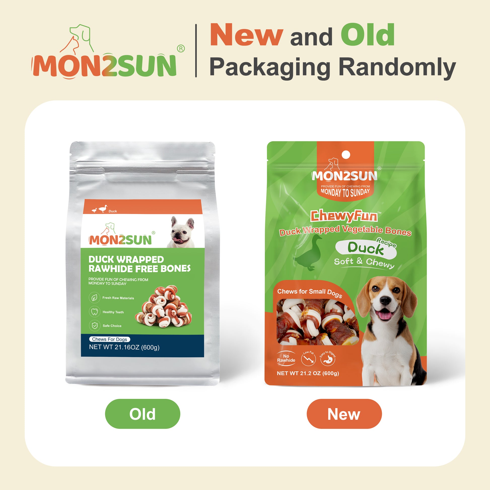 2.5" Rawhide Free Dog Treats with Mixed Vegetables, Duck Wrapped Mini Knot Bones for Small Dogs, Healthy Snacks for Balanced Nutrition - MON2SUN