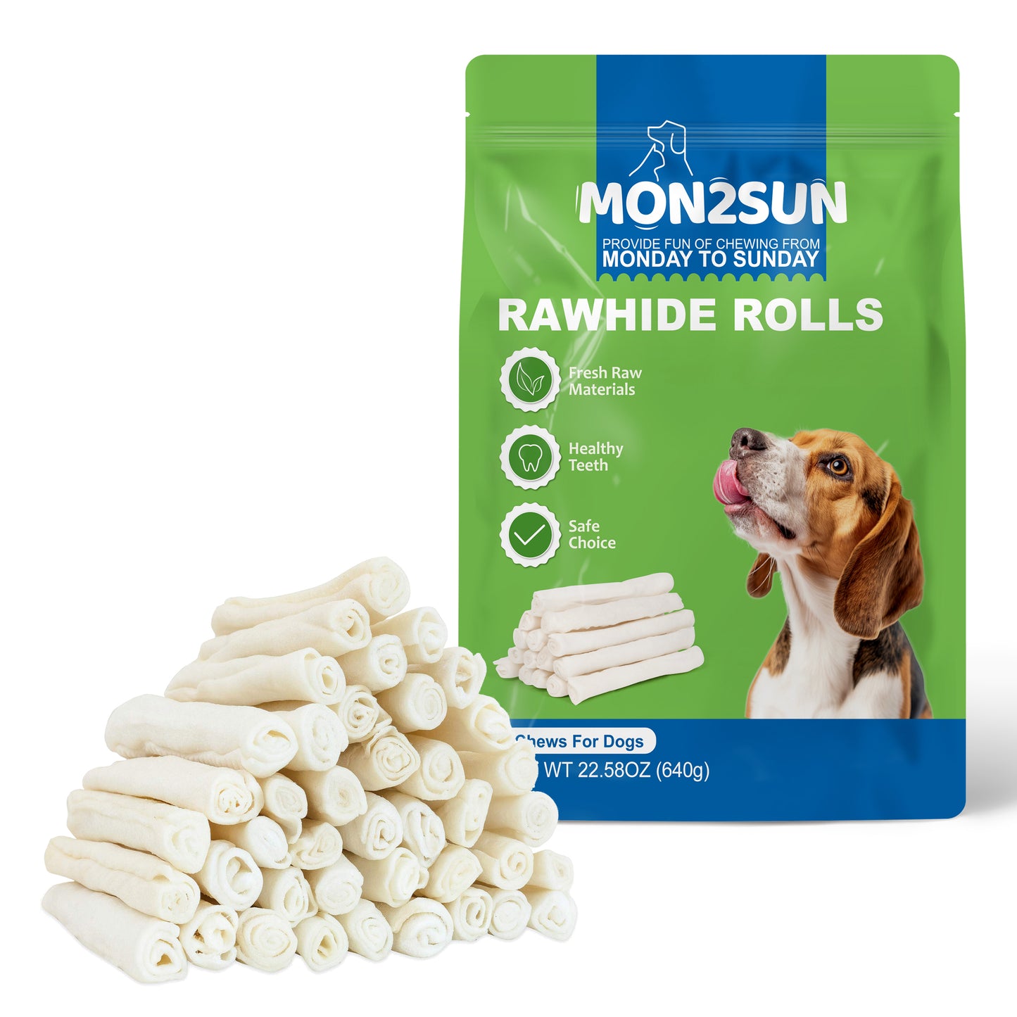 Dog Rawhide Rolls Twist Sticks Chew Treats Natural Flavor 6.5 Inch 40 Count for Puppy and Small Dogs - MON2SUN