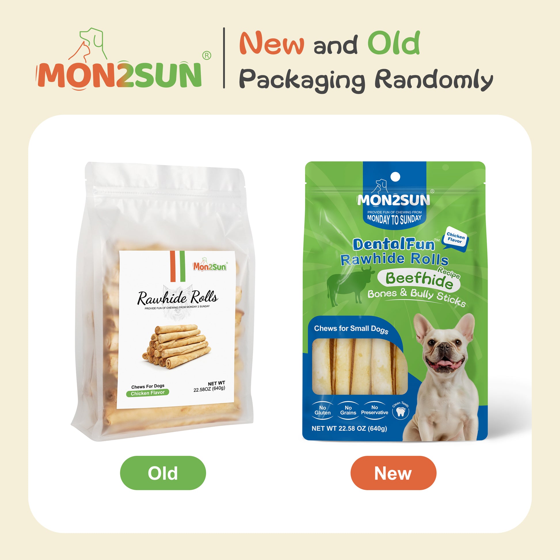 Dog Rawhide Rolls Twist Sticks 6.5 Inch Chew Treats Chicken Flavor 60 Count for Puppy and Small Dogs - MON2SUN