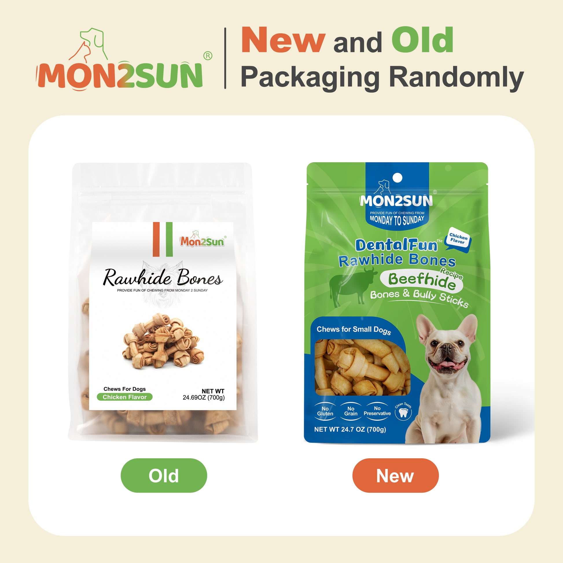 Dog Rawhide Knot Bones Small Rawhide Bones Mini Chews Chicken Flavour 2.5 Inch for Puppy and Small Dogs - MON2SUN