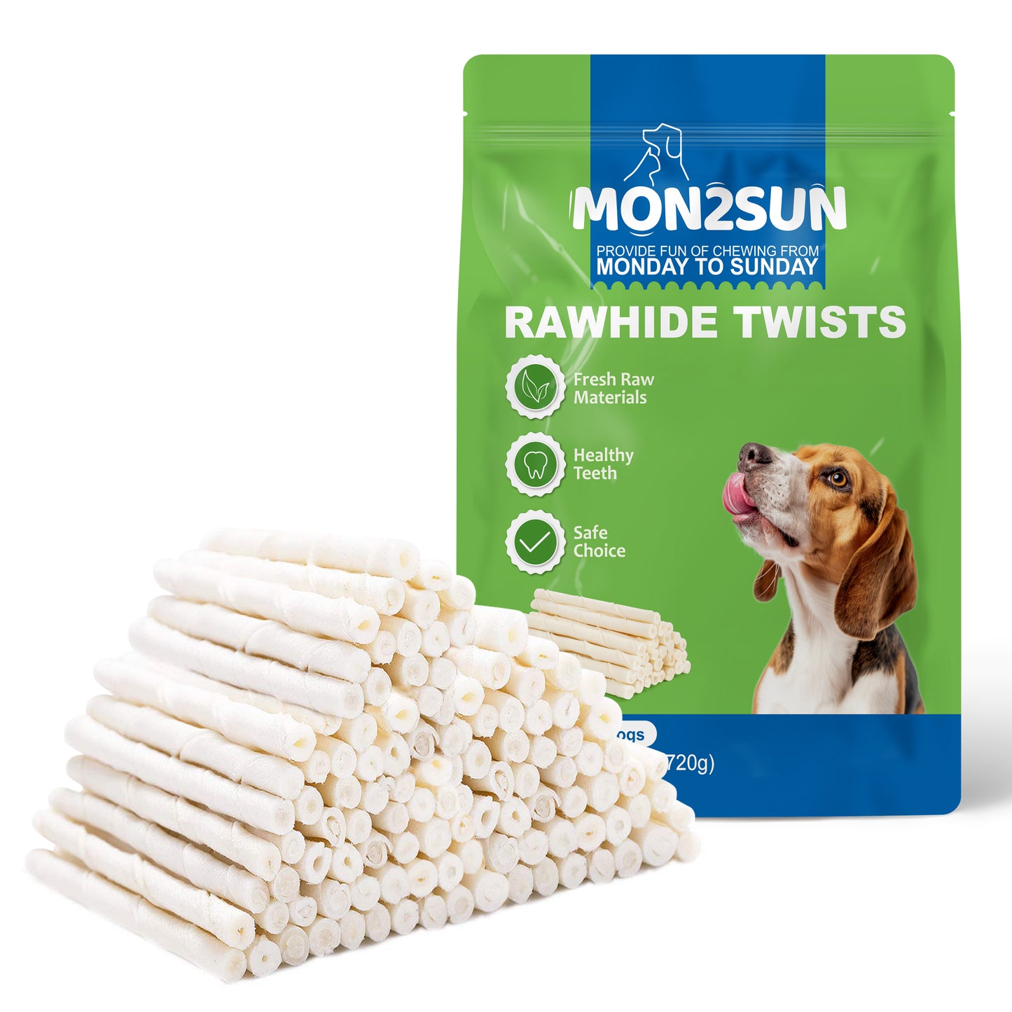 Dog Rawhide Twist Sticks Natural 5 Inch Thin Sticks Rawhide Chews Treats for Puppy and Small Dogs - MON2SUN