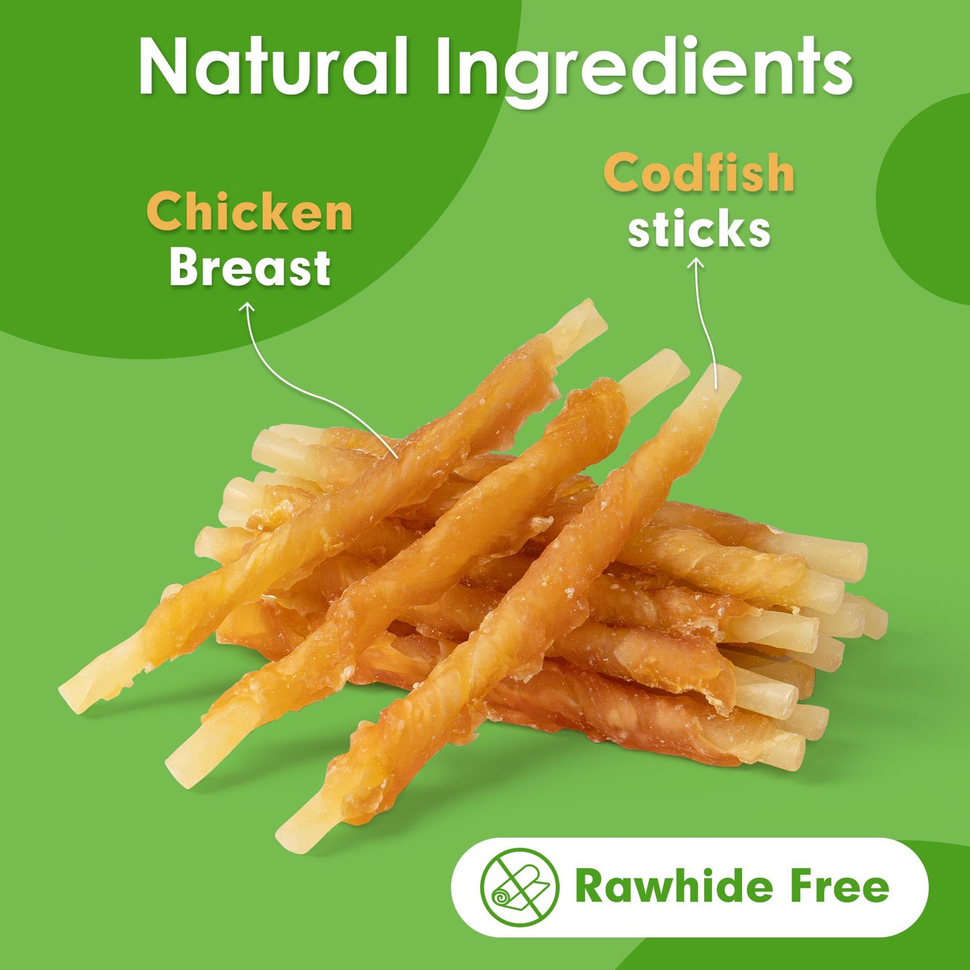 Small Dogs & Chicken Wrapped Cod Sticks Rawhide Free - MON2SUN