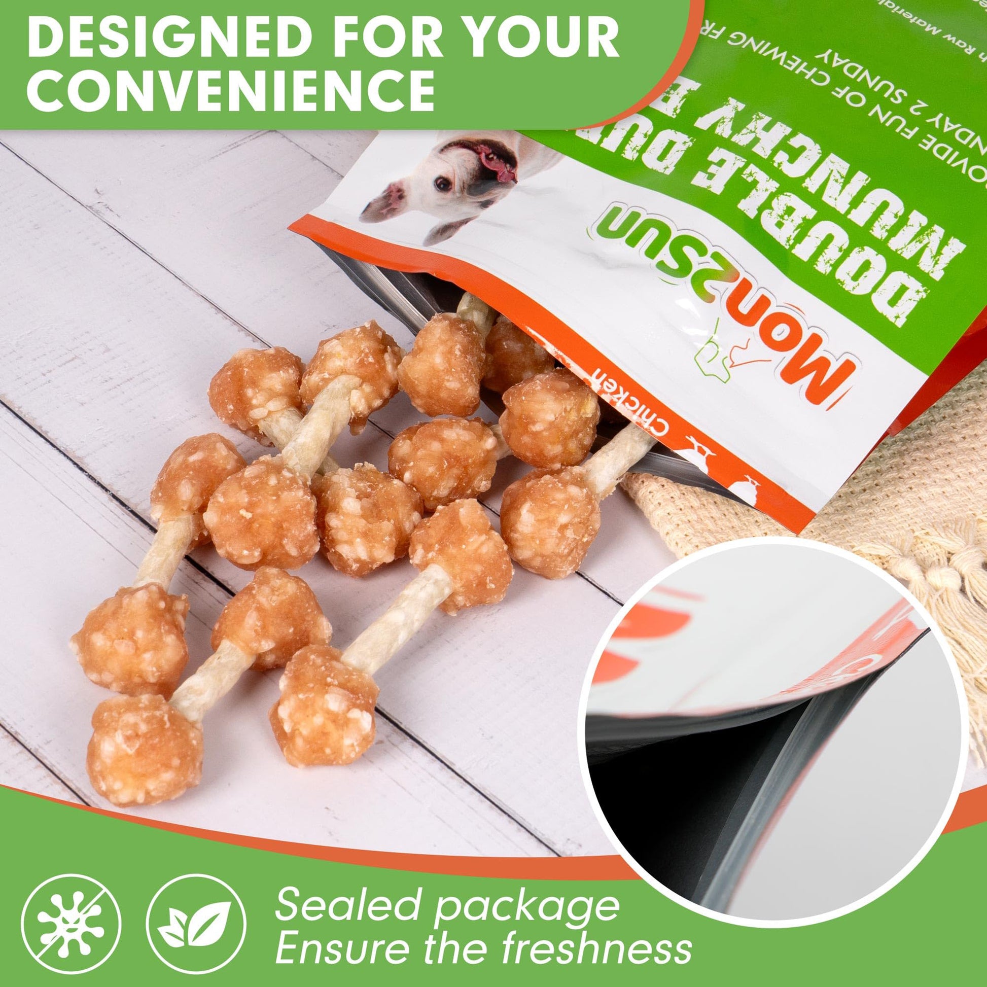 Small Dogs & Chicken Rawhide Dumbbells with Rice - MON2SUN