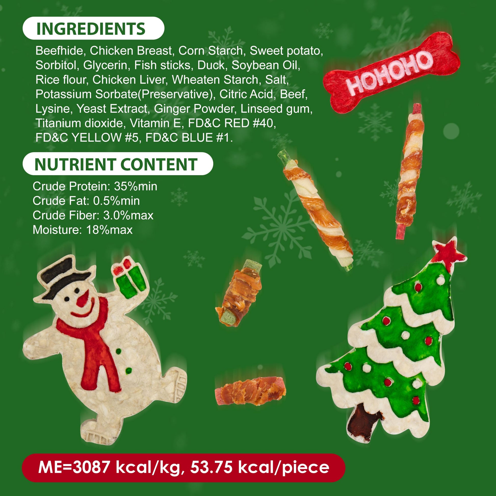 MON2SUN Christmas Dog Treats, Christmas Box Treats, Rawhide and Rawhide Free Chews for Small and Medium Dogs, 34 Count (Pack of 1) - MON2SUN