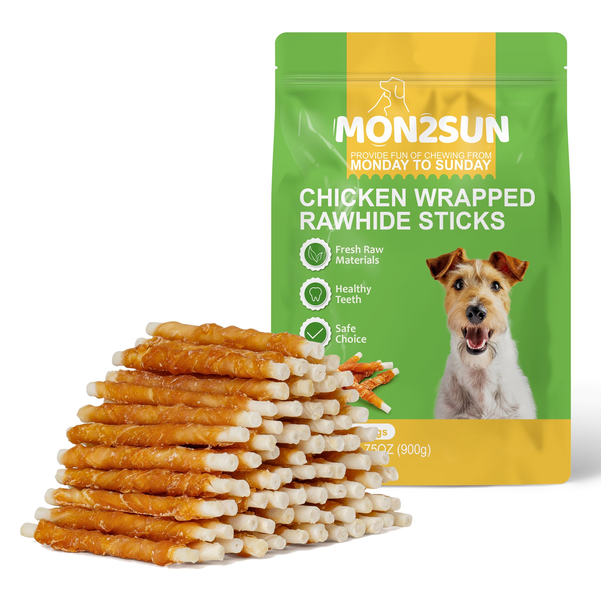 Dog Treats, Rawhide Twist Chicken Hide Sticks, Suitable for Puppy and Small Dogs, 5 Inch - MON2SUN