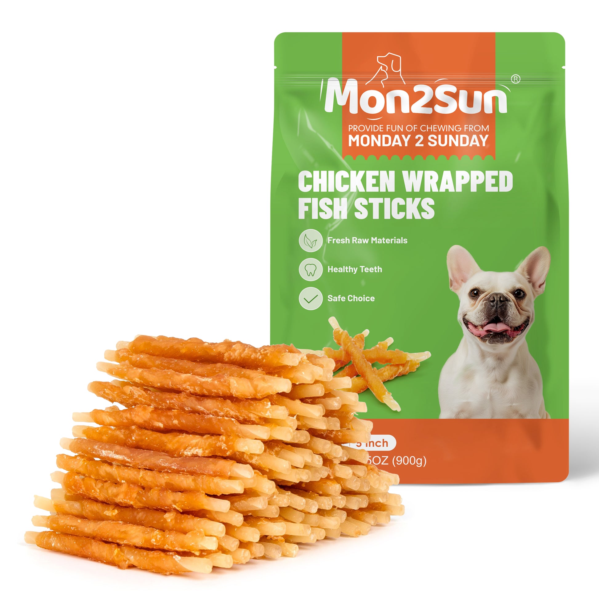 Rawhide Free Dog Treats Chicken Wrapped Cod Sticks for Small Dogs Healthy Training Treats Soft Snacks - MON2SUN
