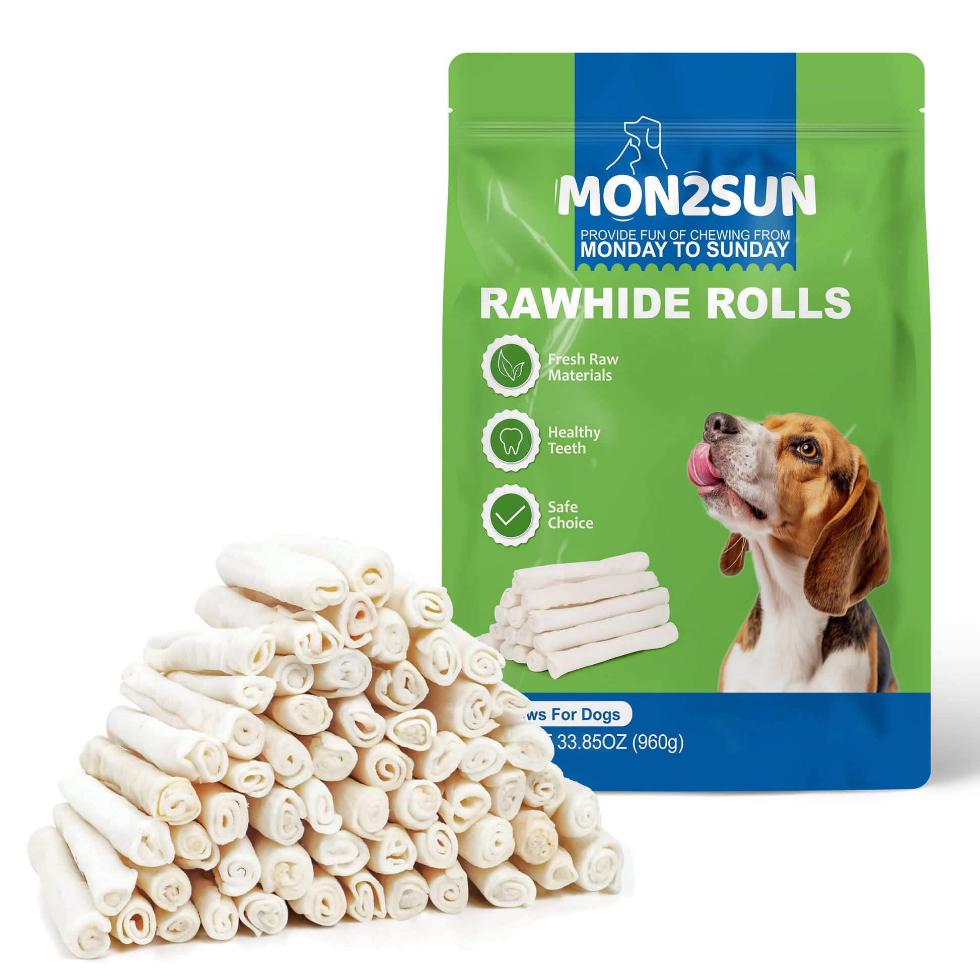 Dog Rawhide Rolls Twist Sticks Chew Treats Natural Flavor 6.5 Inch 40 Count for Puppy and Small Dogs - MON2SUN