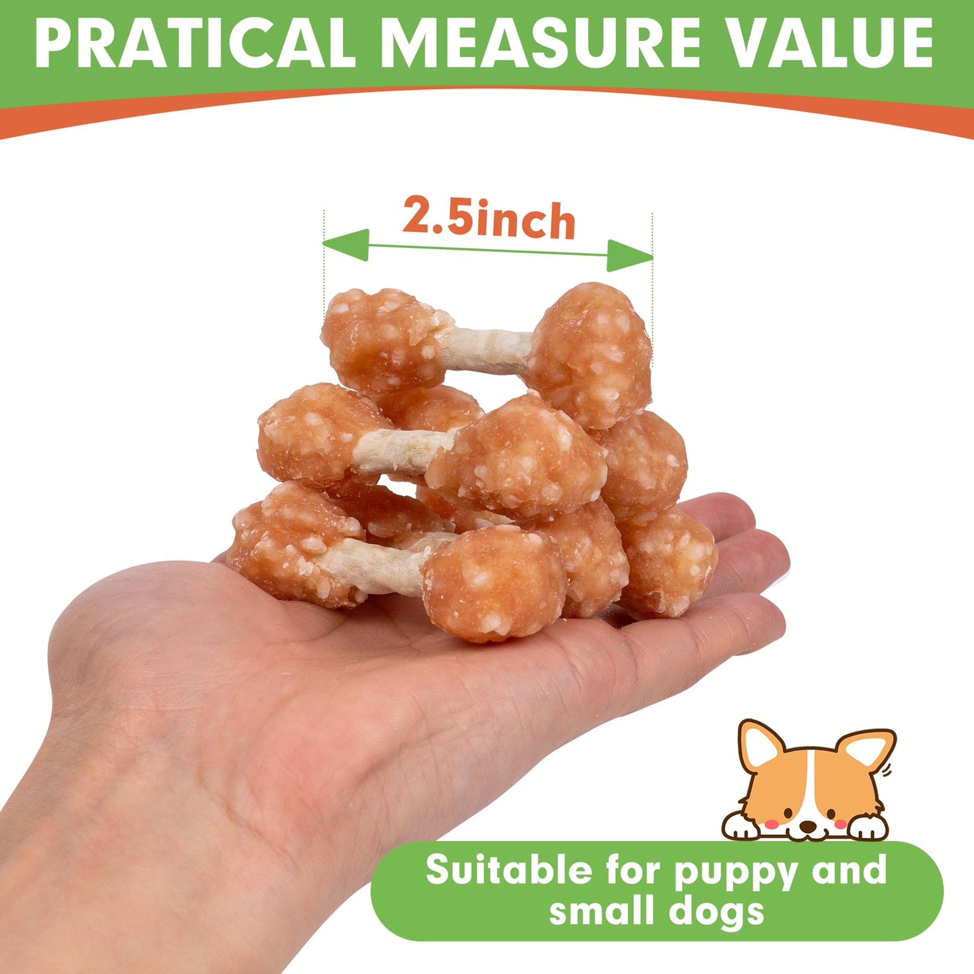 Small Dogs & Chicken Rawhide Dumbbells with Rice - MON2SUN