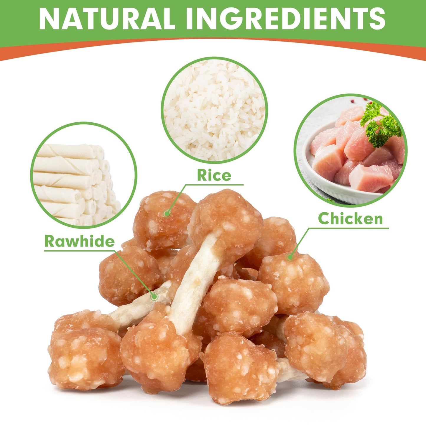 Small Dogs & Chicken Rawhide Dumbbells with Rice - MON2SUN