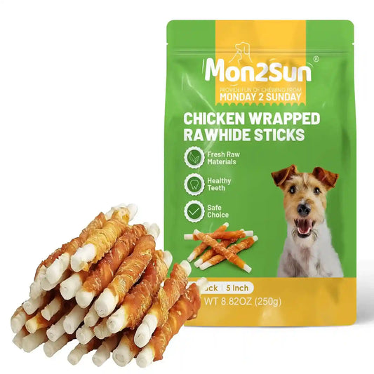 Dog Treats, Rawhide Twist Chicken Hide Sticks, Suitable for Puppy and Small Dogs, 5 Inch